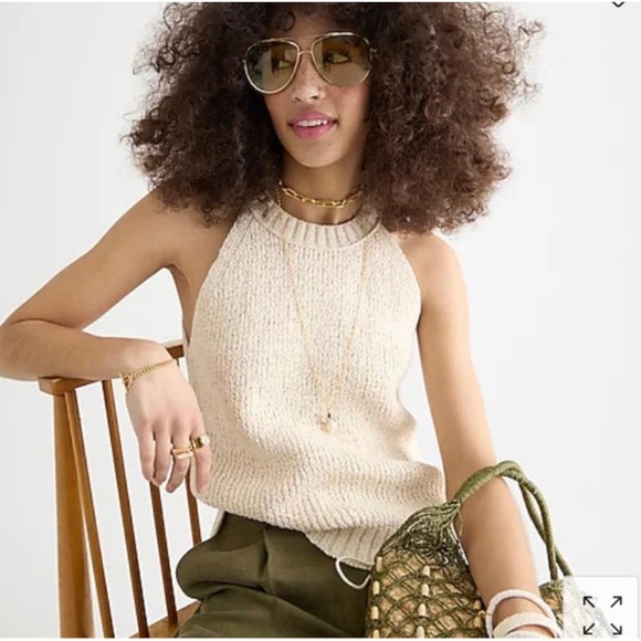 J.CREW Tops - J. Crew EUC High-neck Knit Sweater Tank Top Size XS Cream